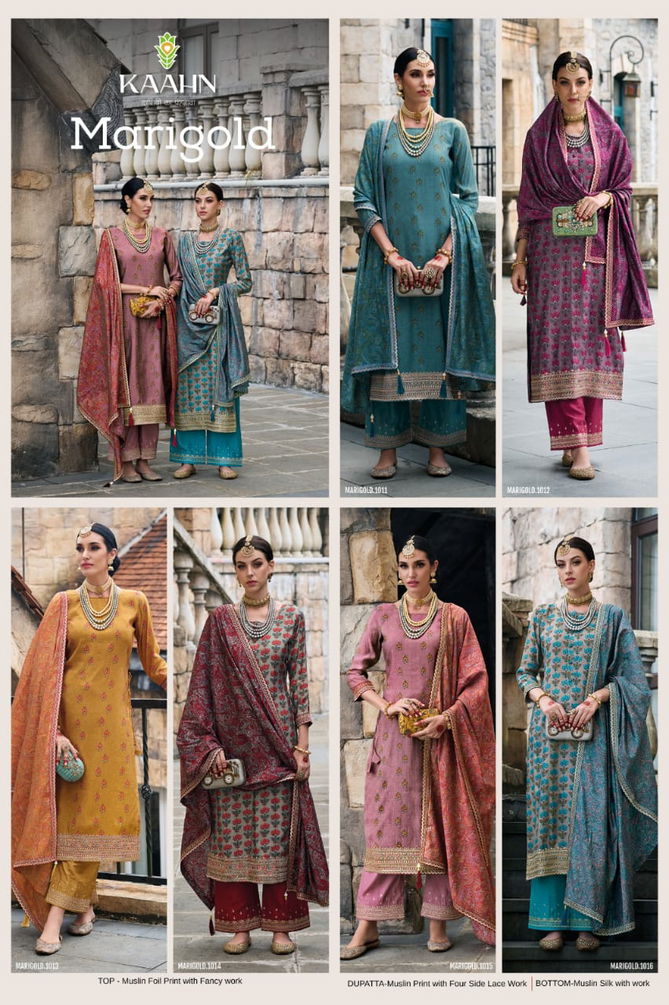 Kaahn Marigold Heavy Designer Dress Material Catalog
